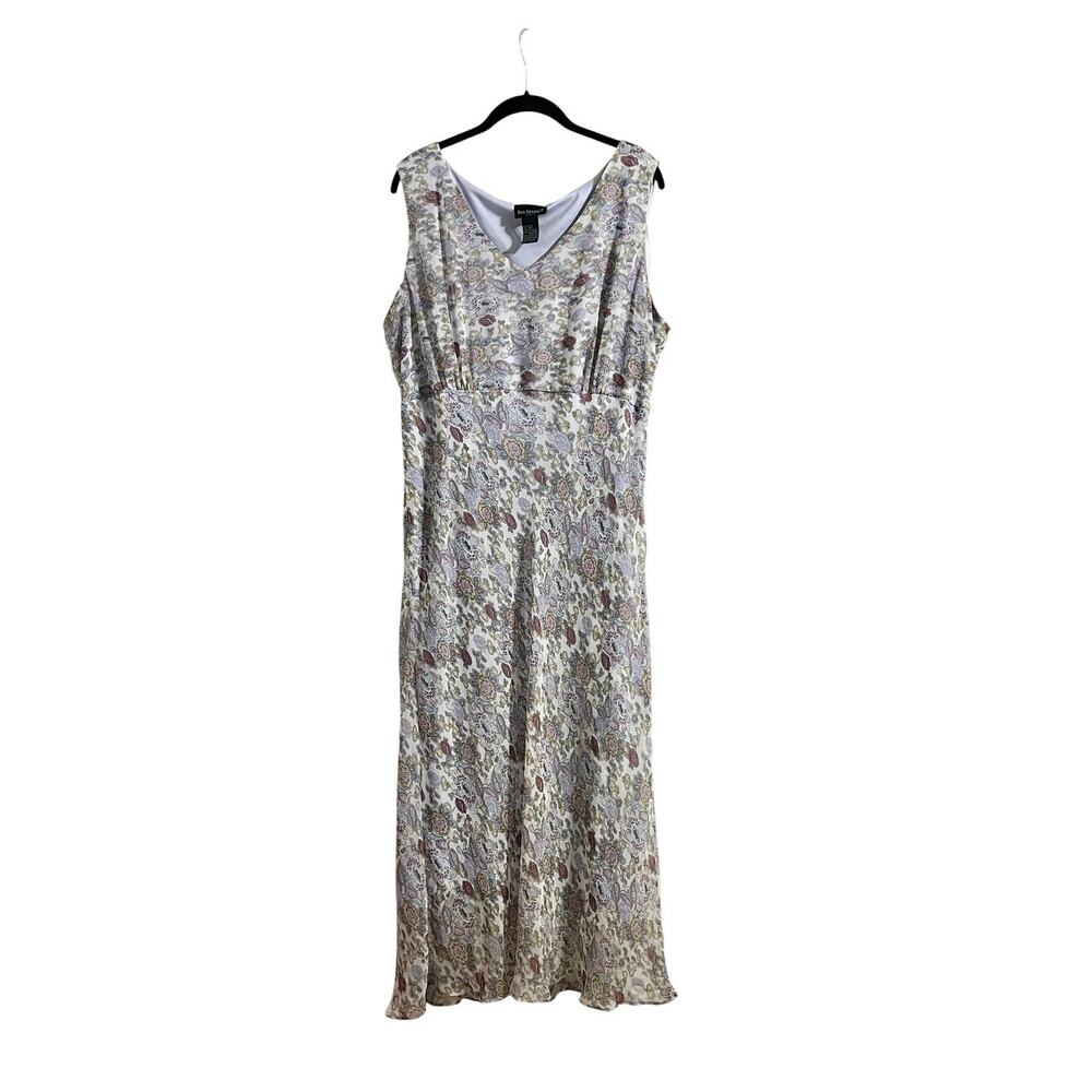 Cottage Fairy Y2K Bay Studio Blue Purple Floral Chiffon Long Dress Plus Sz 18W